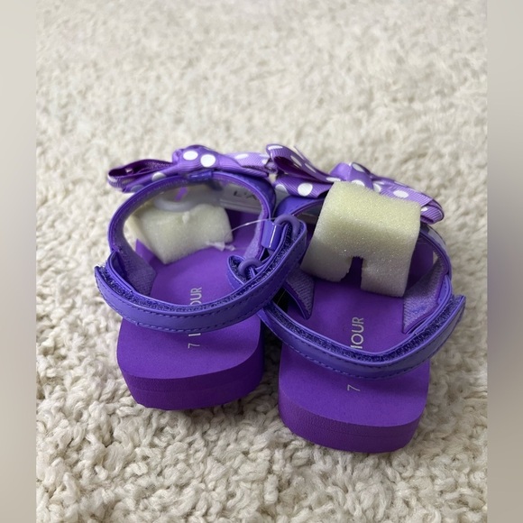 Girls Size 7 L'Amour Purple Polka Dot Flip Flops NIP - Picture 3 of 7